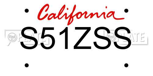 S51ZSS California License Plate