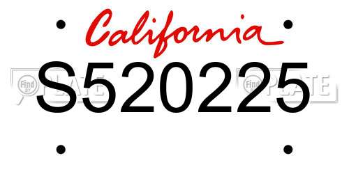 S520225 California License Plate