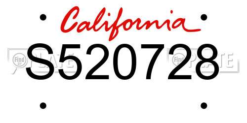 S520728 California License Plate