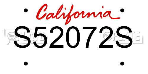 S52072S California License Plate