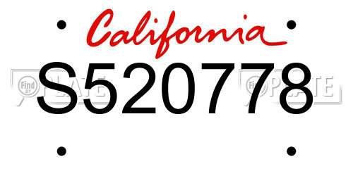 S520778 California License Plate