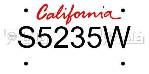 S5235W California License Plate