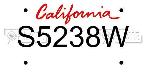 S5238W California License Plate