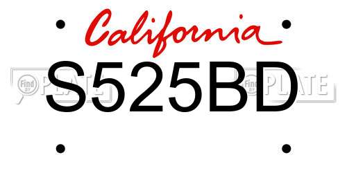 S525BD California License Plate