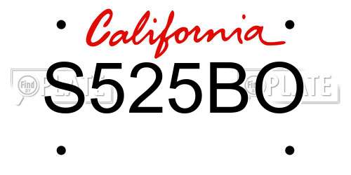 S525BO California License Plate