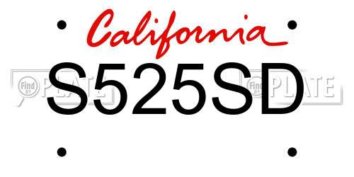 S525SD California License Plate