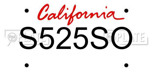 S525SO California License Plate