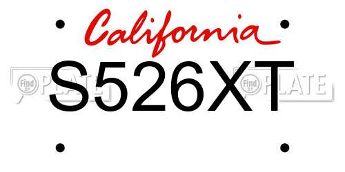 S526XT California License Plate
