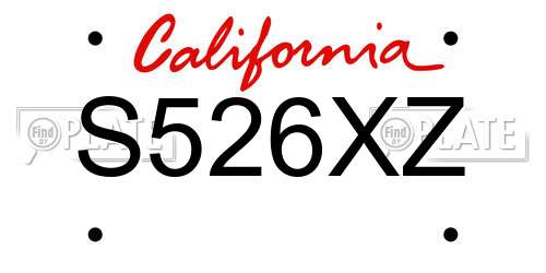 S526XZ California License Plate