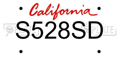 S528SD California License Plate