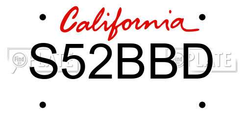 S52BBD California License Plate