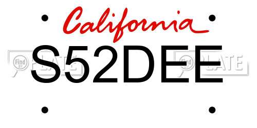 S52DEE California License Plate