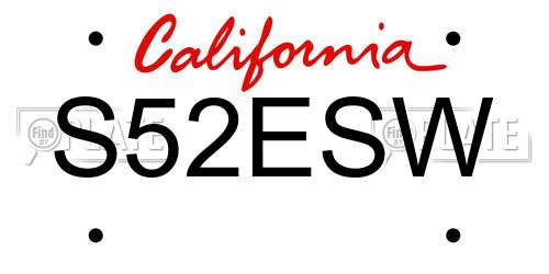 S52ESW California License Plate