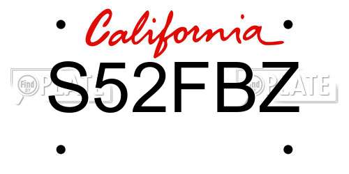 S52FBZ California License Plate