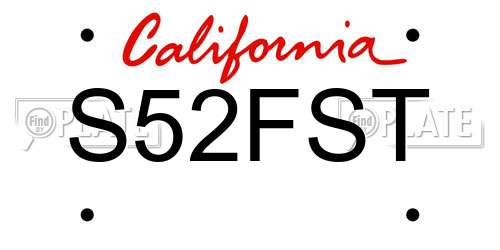 S52FST California License Plate
