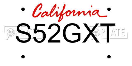 S52GXT California License Plate