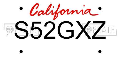 S52GXZ California License Plate