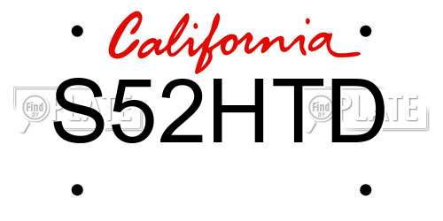 S52HTD California License Plate