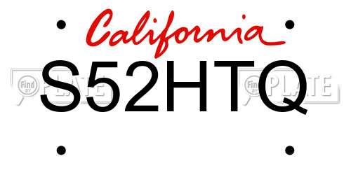 S52HTQ California License Plate