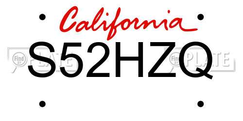 S52HZQ California License Plate