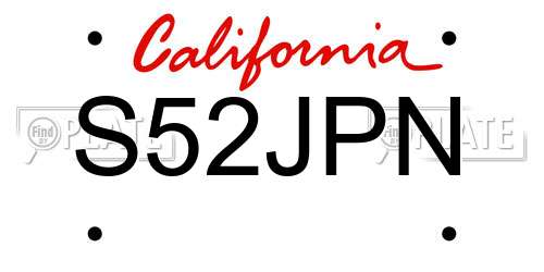 S52JPN California License Plate