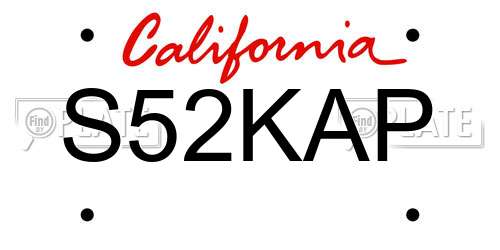 S52KAP California License Plate