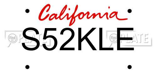 S52KLE California License Plate