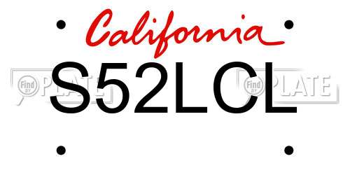 S52LCL California License Plate
