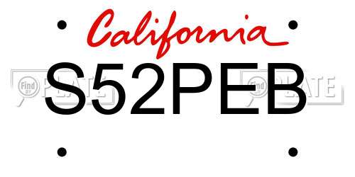 S52PEB California License Plate