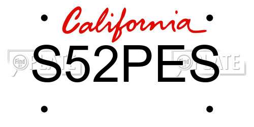 S52PES California License Plate