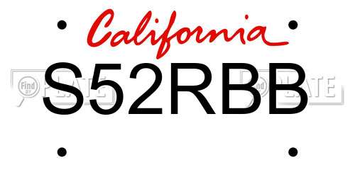 S52RBB California License Plate