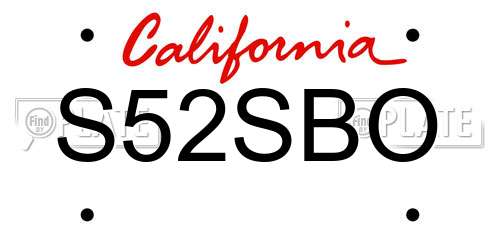 S52SBO California License Plate