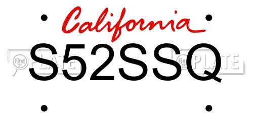 S52SSQ California License Plate