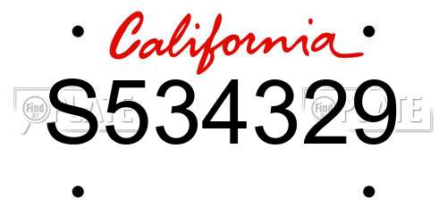 S534329 California License Plate