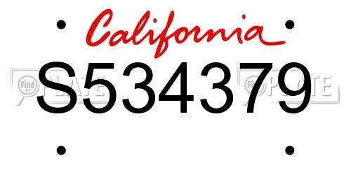 S534379 California License Plate