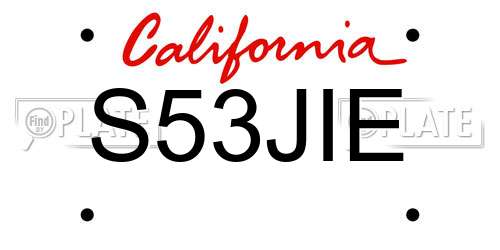 S53JIE California License Plate