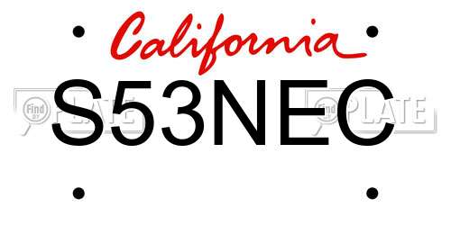 S53NEC California License Plate