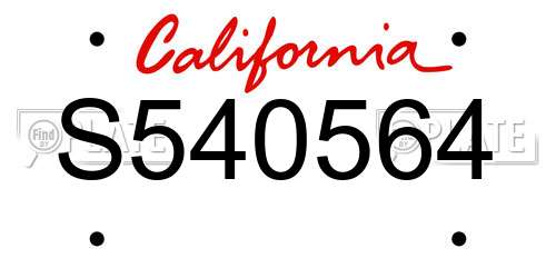 S540564 California License Plate