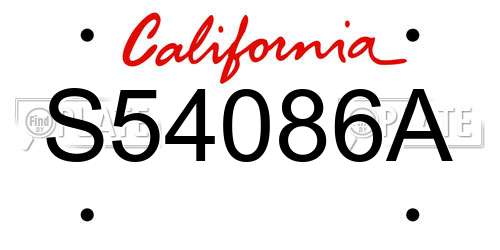 S54086A California License Plate