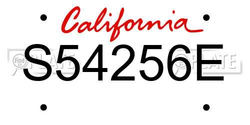 S54256E California License Plate