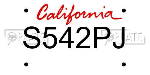 S542PJ California License Plate