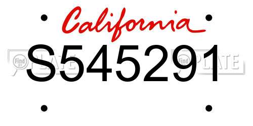 S545291 California License Plate
