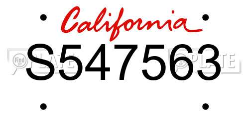 S547563 California License Plate