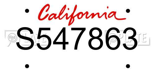 S547863 California License Plate