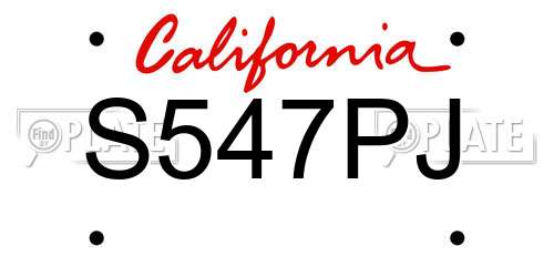S547PJ California License Plate
