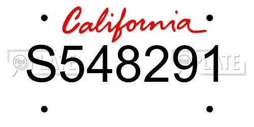 S548291 California License Plate