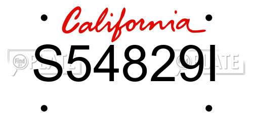 S54829I California License Plate