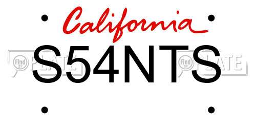 S54NTS California License Plate