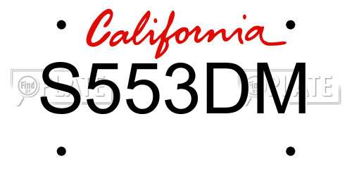 S553DM California License Plate