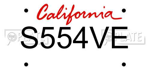 S554VE California License Plate